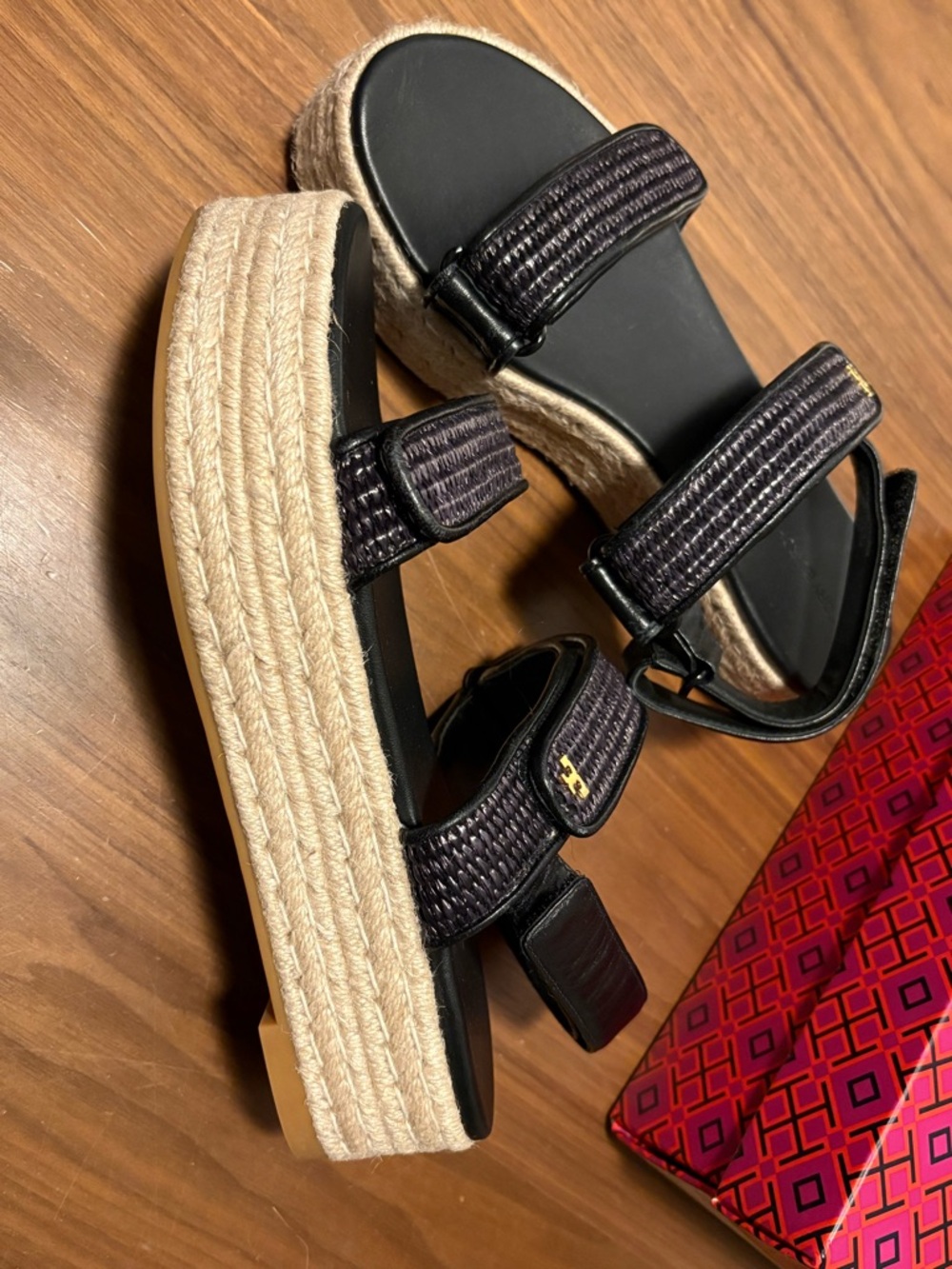Tory Burch Black Woven-Strap Espadrille Platform Sandal - Picture 4 of 7